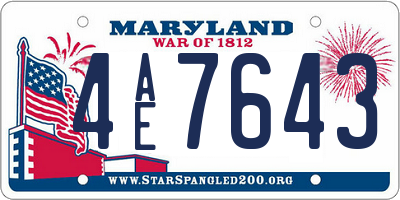 MD license plate 4AE7643