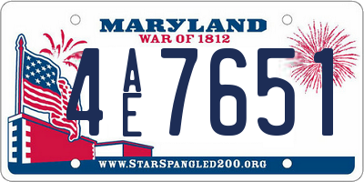MD license plate 4AE7651