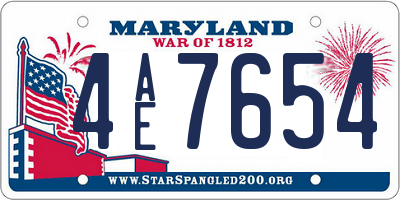 MD license plate 4AE7654