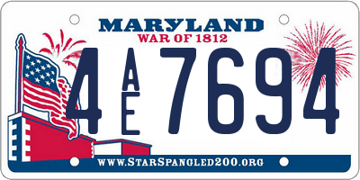MD license plate 4AE7694
