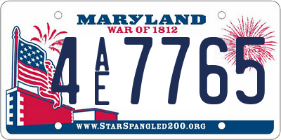 MD license plate 4AE7765