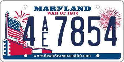 MD license plate 4AE7854