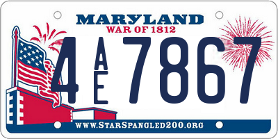 MD license plate 4AE7867