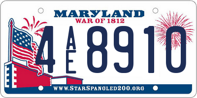 MD license plate 4AE8910