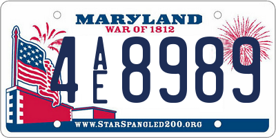MD license plate 4AE8989