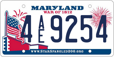 MD license plate 4AE9254
