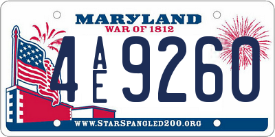 MD license plate 4AE9260