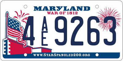 MD license plate 4AE9263