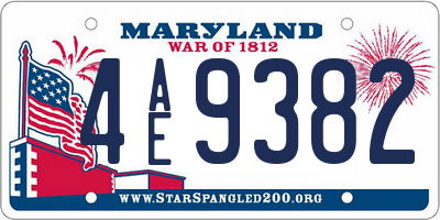 MD license plate 4AE9382