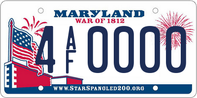 MD license plate 4AF0000
