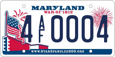 MD license plate 4AF0004