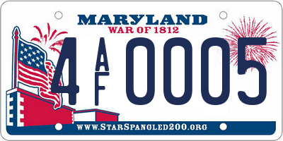 MD license plate 4AF0005