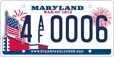 MD license plate 4AF0006