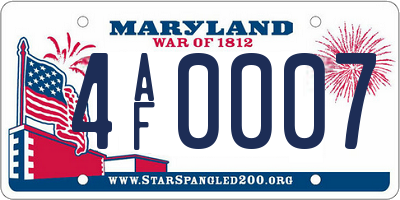 MD license plate 4AF0007