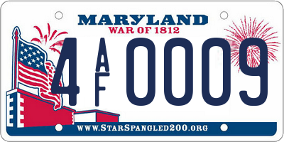 MD license plate 4AF0009