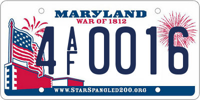 MD license plate 4AF0016