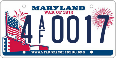 MD license plate 4AF0017
