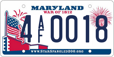 MD license plate 4AF0018
