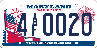 MD license plate 4AF0020