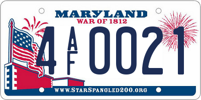 MD license plate 4AF0021