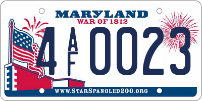 MD license plate 4AF0023