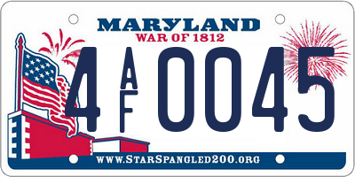 MD license plate 4AF0045