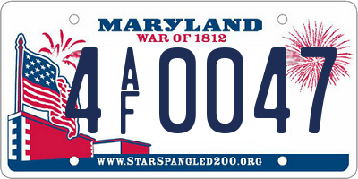 MD license plate 4AF0047