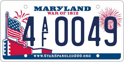 MD license plate 4AF0049