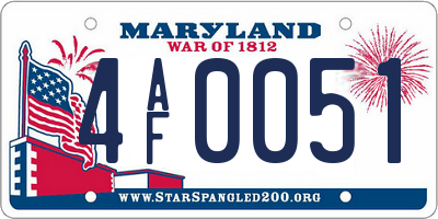 MD license plate 4AF0051