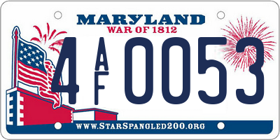 MD license plate 4AF0053