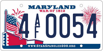 MD license plate 4AF0054