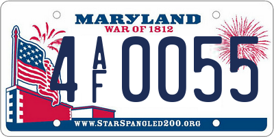 MD license plate 4AF0055
