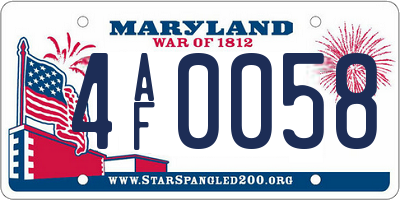 MD license plate 4AF0058