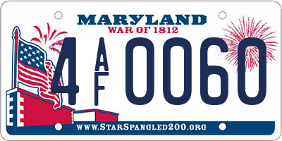MD license plate 4AF0060