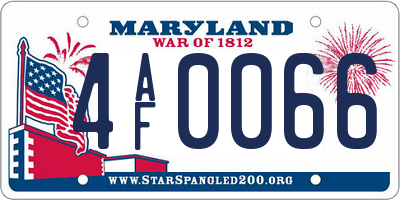 MD license plate 4AF0066