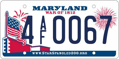 MD license plate 4AF0067
