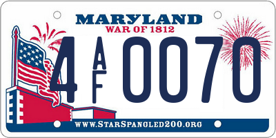 MD license plate 4AF0070