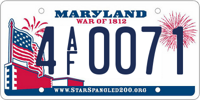 MD license plate 4AF0071