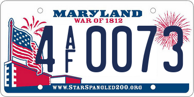 MD license plate 4AF0073