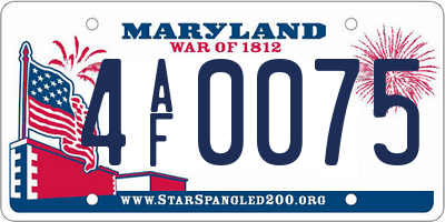 MD license plate 4AF0075