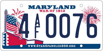 MD license plate 4AF0076