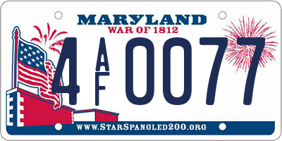 MD license plate 4AF0077