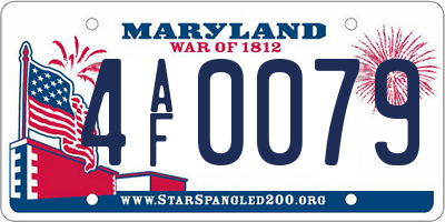 MD license plate 4AF0079