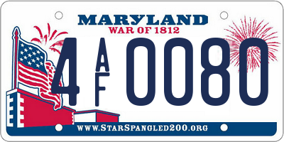 MD license plate 4AF0080