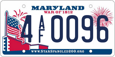 MD license plate 4AF0096