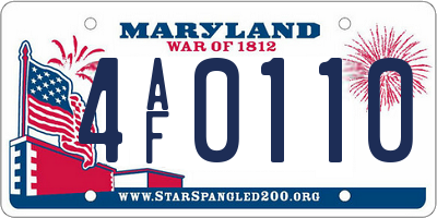 MD license plate 4AF0110