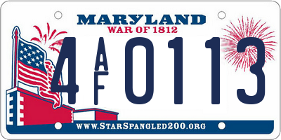MD license plate 4AF0113