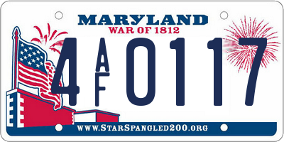 MD license plate 4AF0117