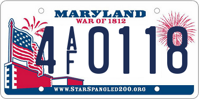 MD license plate 4AF0118
