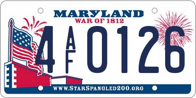 MD license plate 4AF0126